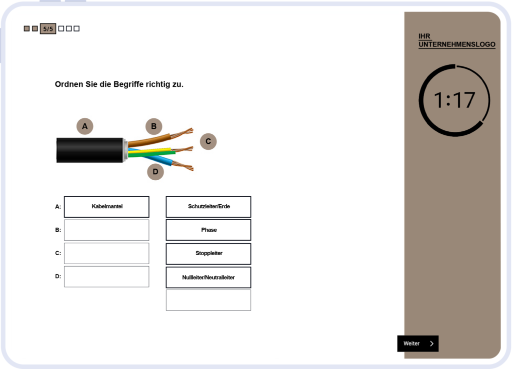 Unternehmensspezifisches Testmodul der Auswahlhilfe für den Bereich Branchen Know-How.