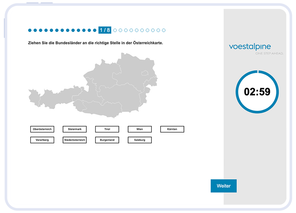 Testaufgabe im Eignungstest der voestalpine AG.