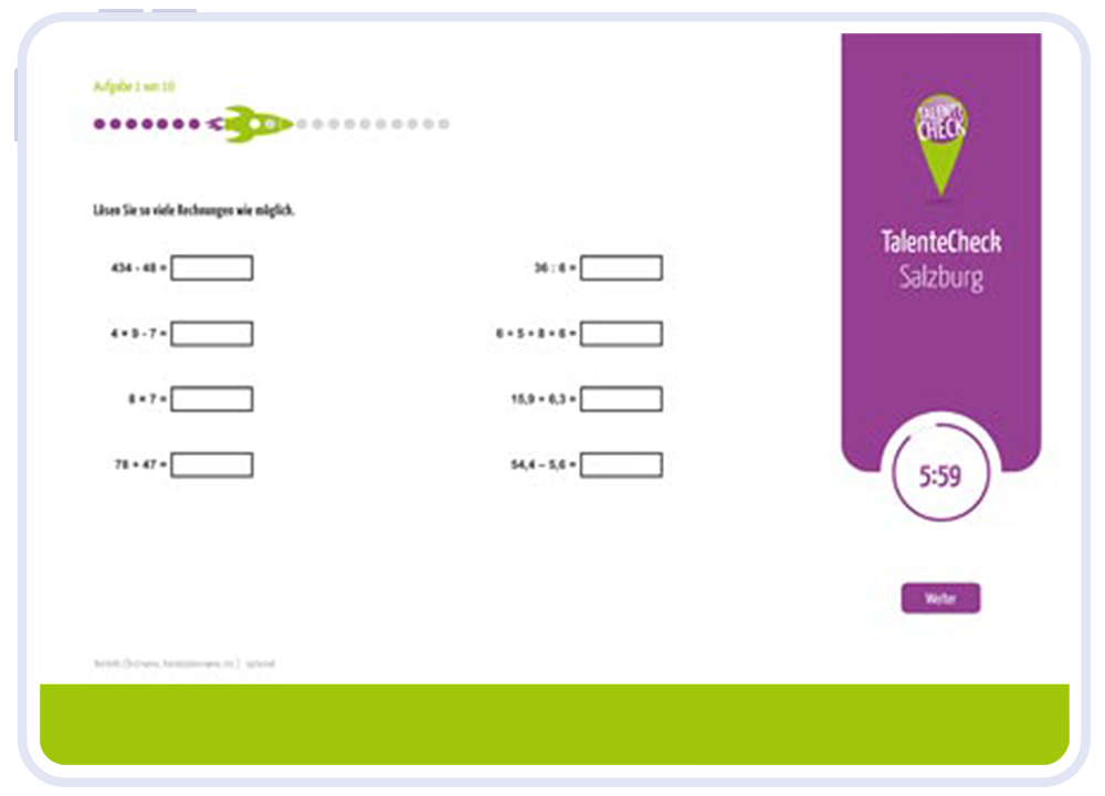 Testaufgabe aus dem TalenteCheck Salzburg für die Berufsorientierung von Salzburger Jugendlichen.
