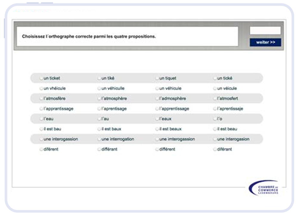 Testaufgabe aus dem TalenteCheck für die Berufsorientierung von Jugendlichen in Luxemburg.